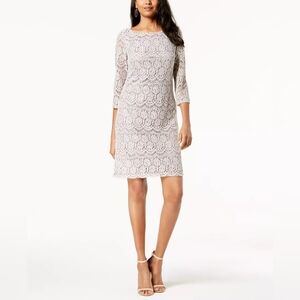 Taupe Lace Overlay Dress| Jessica Howard| W Sz. 14 |Bridal, Holiday